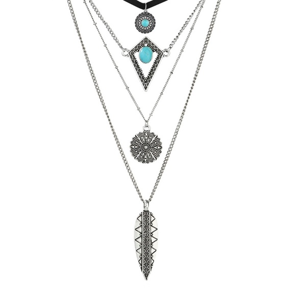 N13 | Boho Multi Layer Black Chocker Neklace - Picture 3 of 5